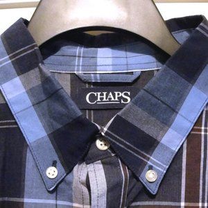Chaps LS XL Dark Blue Brown Light Blue White.